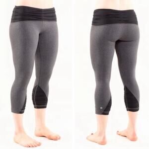 Lululemon Embrace Crop Ruched Mid-Rise Yoga Activewear Legging Grey/Black Size 6